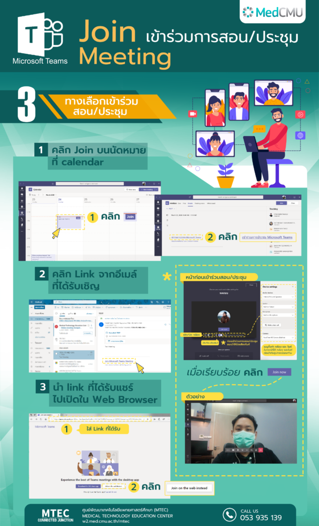 วิธีเข้าร่วมการสอน/ประชุม (Infographic)